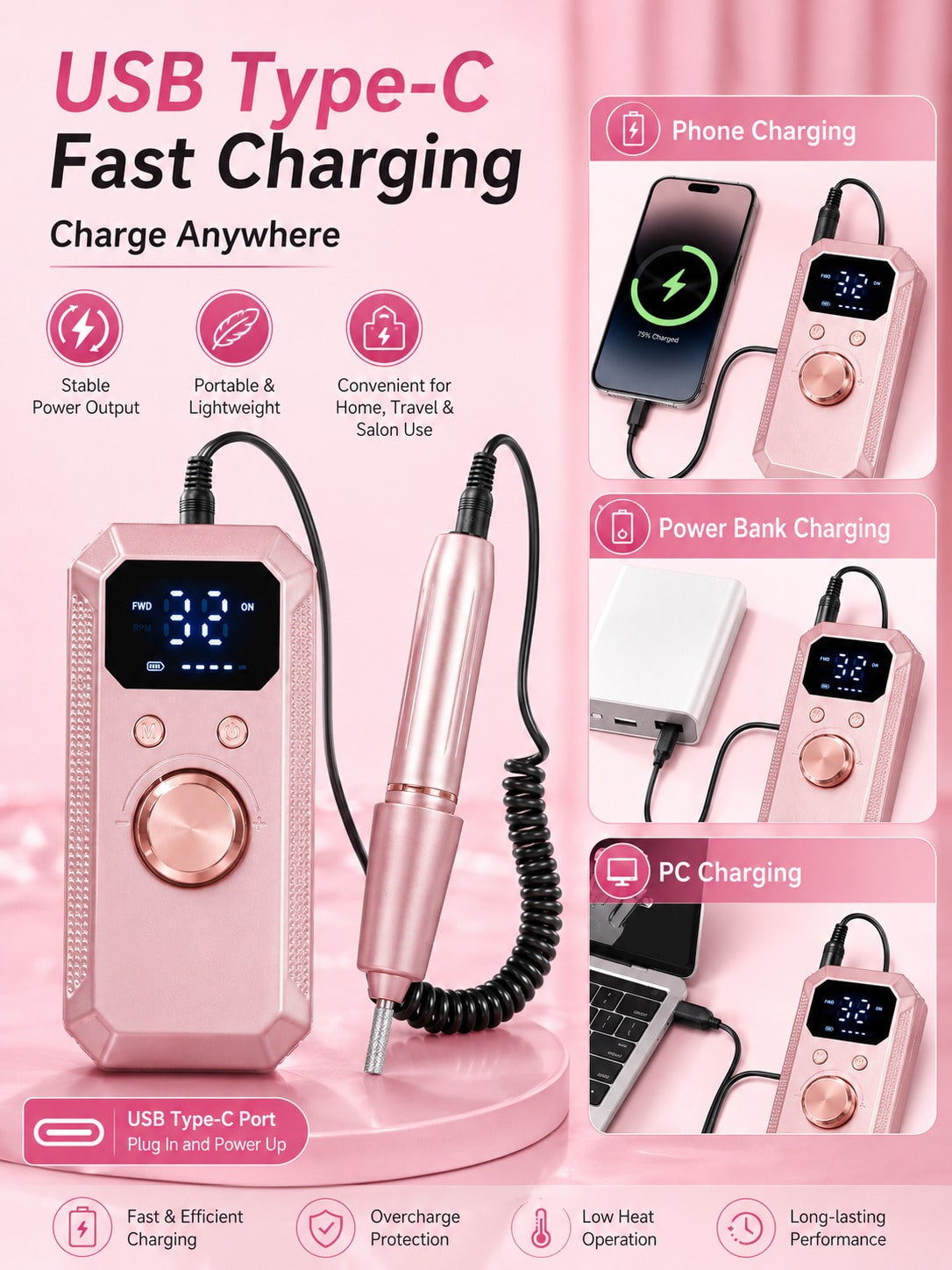 Hair Care Set - Perceuse à ongles électrique sans fil